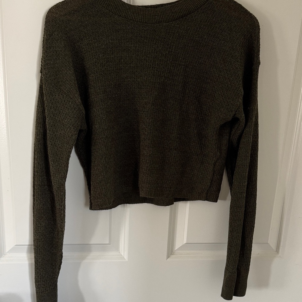 ABOUND Olive Green Ribbed Crewneck Sweater